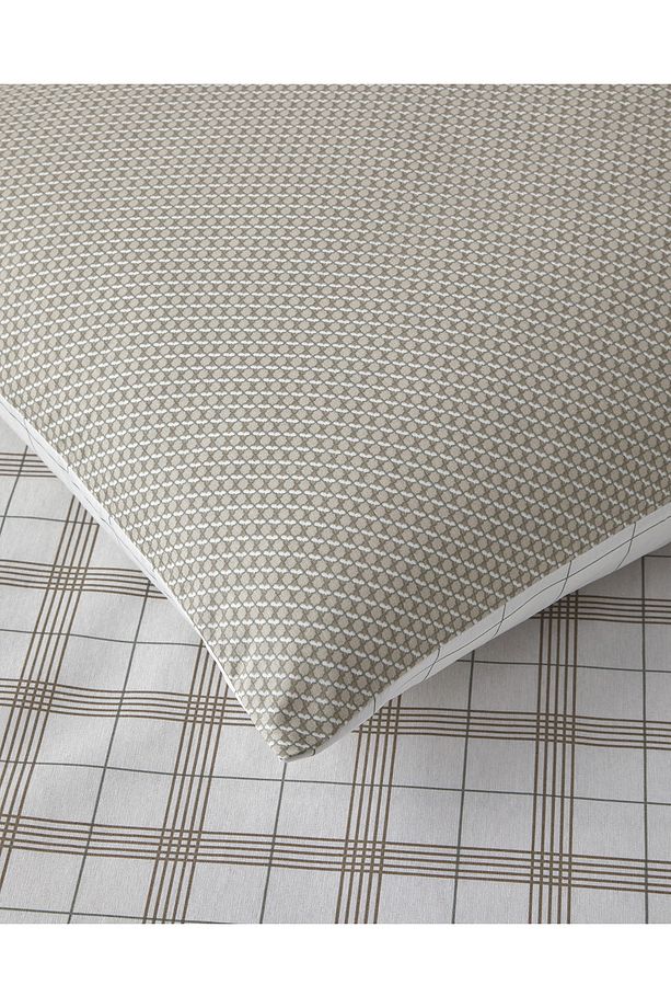 Chic Check Kolay Ütülenir Tek Kişilik Nevresim Takımı 160x220 cm Bej - 5