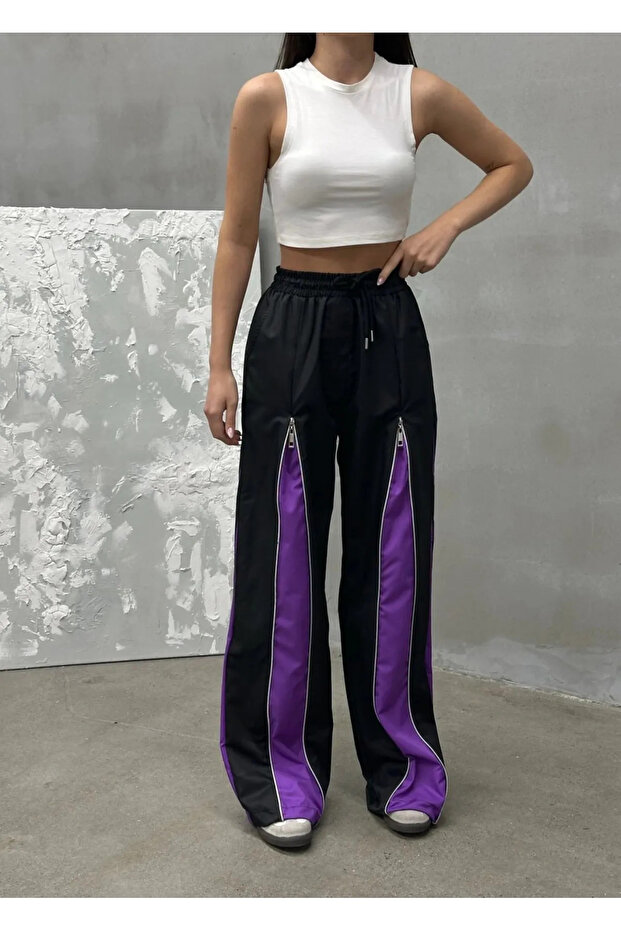 Oversize Unisex Sweatpants with Full Zipper Detail