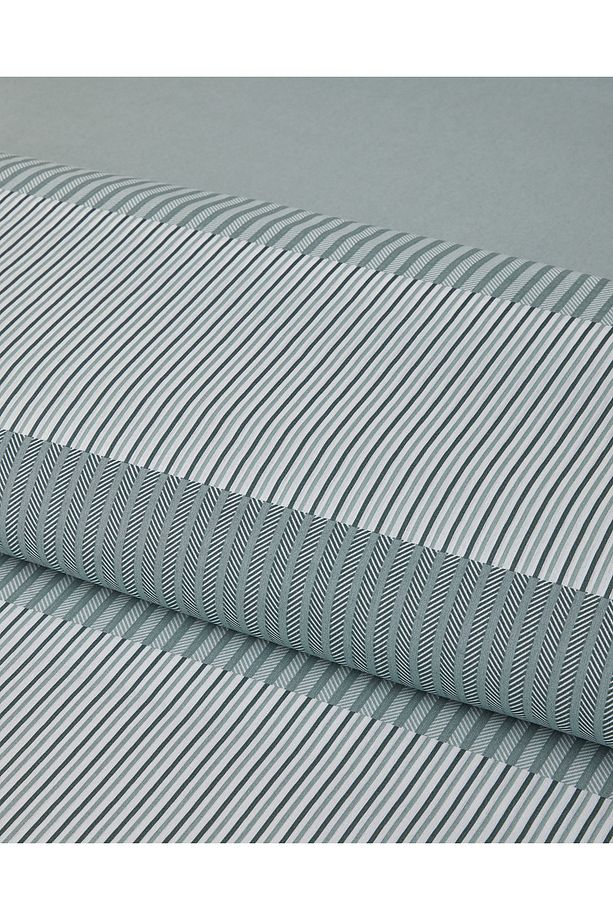 Modern Strip Kolay Ütülenir Tek Kişilik Nevresim Takımı 160x220 cm Yeşil - 3