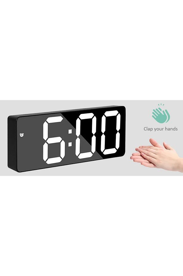 Dekoratif Masa Saati Derece Alarm Takvim Fonksiyonlu Şarjlı Led Işıklı Dijital Siyah - 4