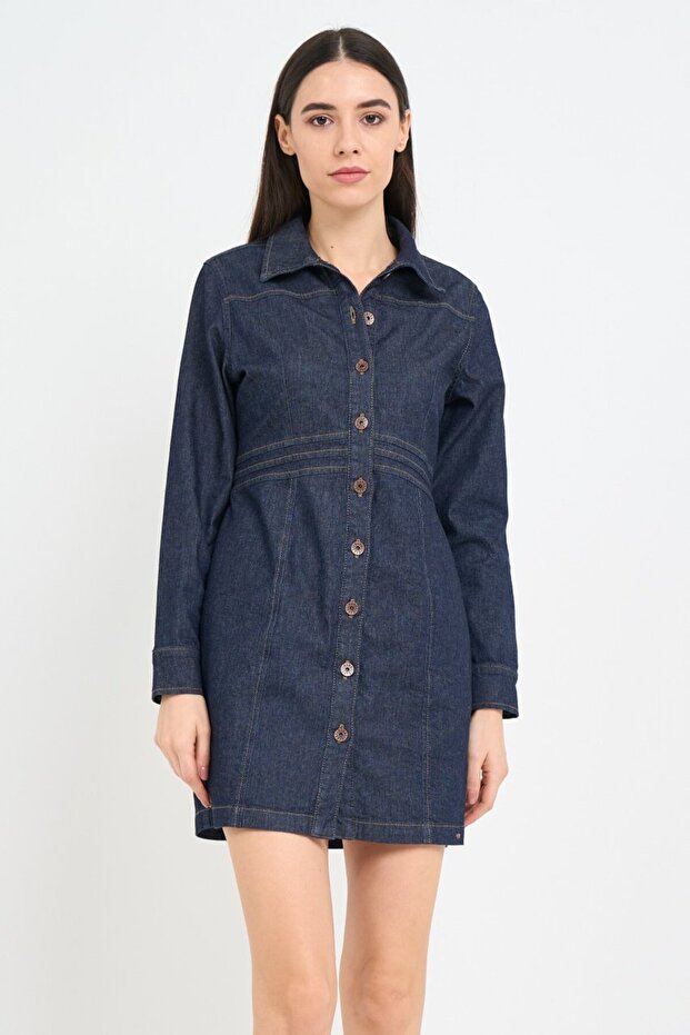 Rochie dama din denim cu maneca lunga - 1