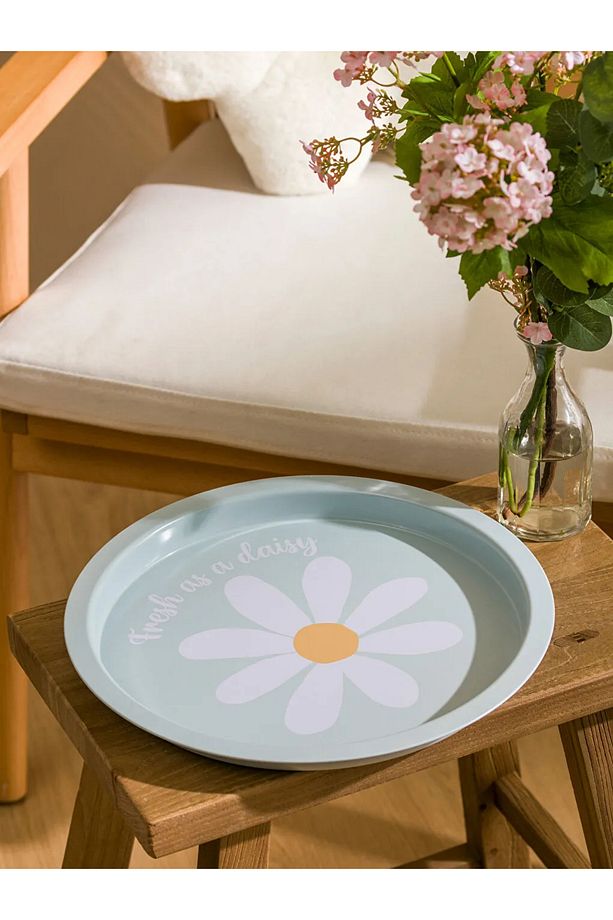 LCW HOME Yeşil Çiçek Baskılı Yuvarlak Tepsi 34 Cm - 2