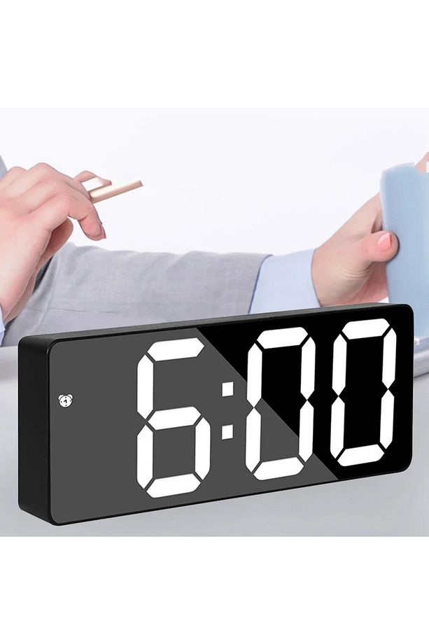 Dekoratif Masa Saati Derece Alarm Takvim Fonksiyonlu Şarjlı Led Işıklı Dijital Siyah - 1