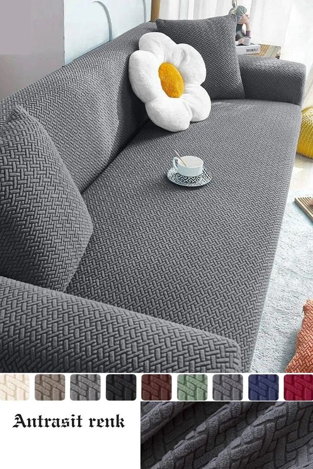 Jakarlı Tuğla Desen 3 Kişilik Koltuk Örtüsü - 1
