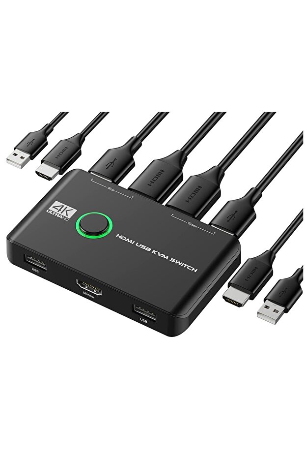 4642 4K Hdmi Kvm Switch 2 Port Usb 2 PC Tek Kasa Klavye Mouse Kontrol Çoklayıcı - 1