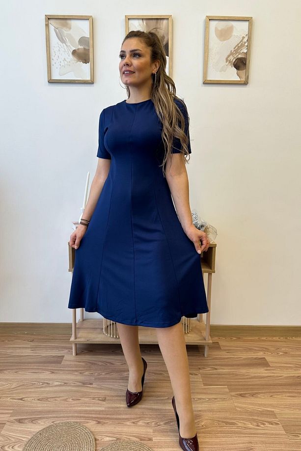 Parçalı Modal Kumaş Midi Elbise - 4