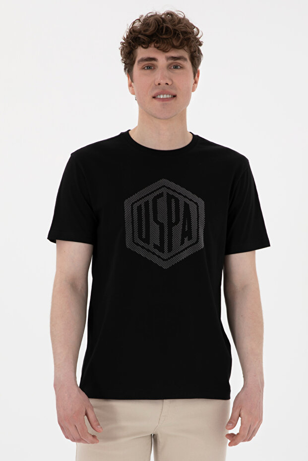 Men's Regular Fit Crew Neck Black T-Shirt 50300382-Vr046