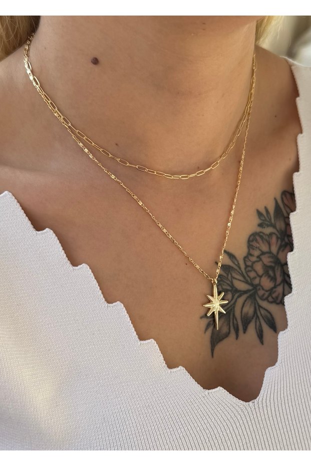Gold North Star Women's Combination Necklace