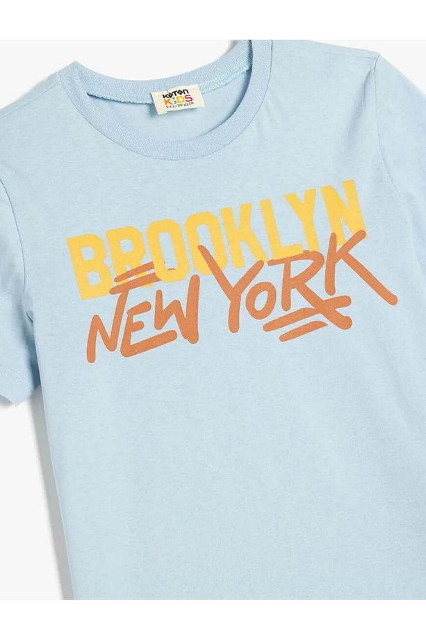 Şehir Baskılı Pamuklu Mavi Erkek Çocuk T-Shirt 5SKB10155TK - 2