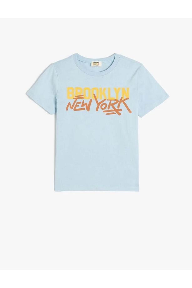 Şehir Baskılı Pamuklu Mavi Erkek Çocuk T-Shirt 5SKB10155TK - 1