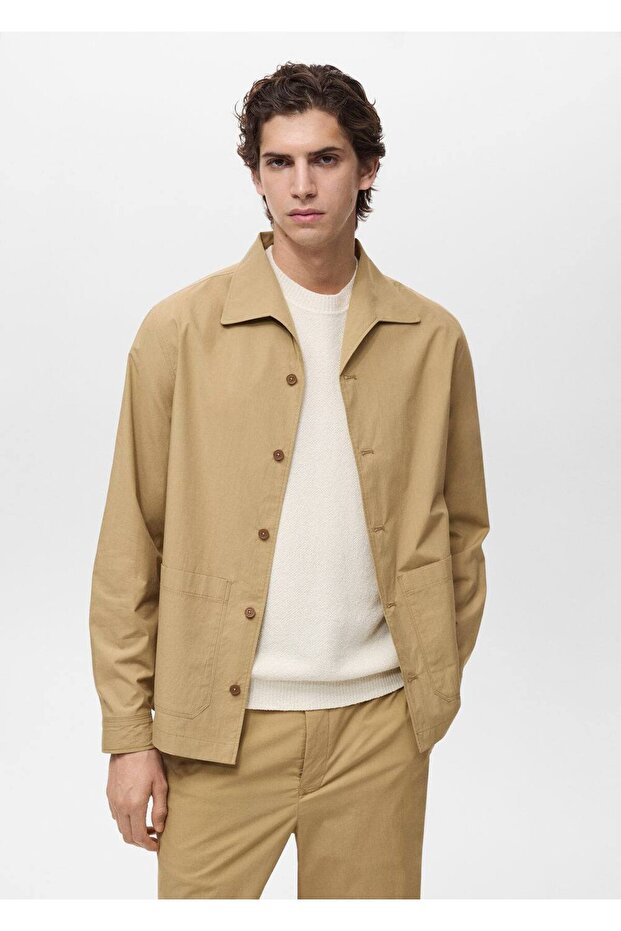 Cepli pamuklu gömlek ceket - 1