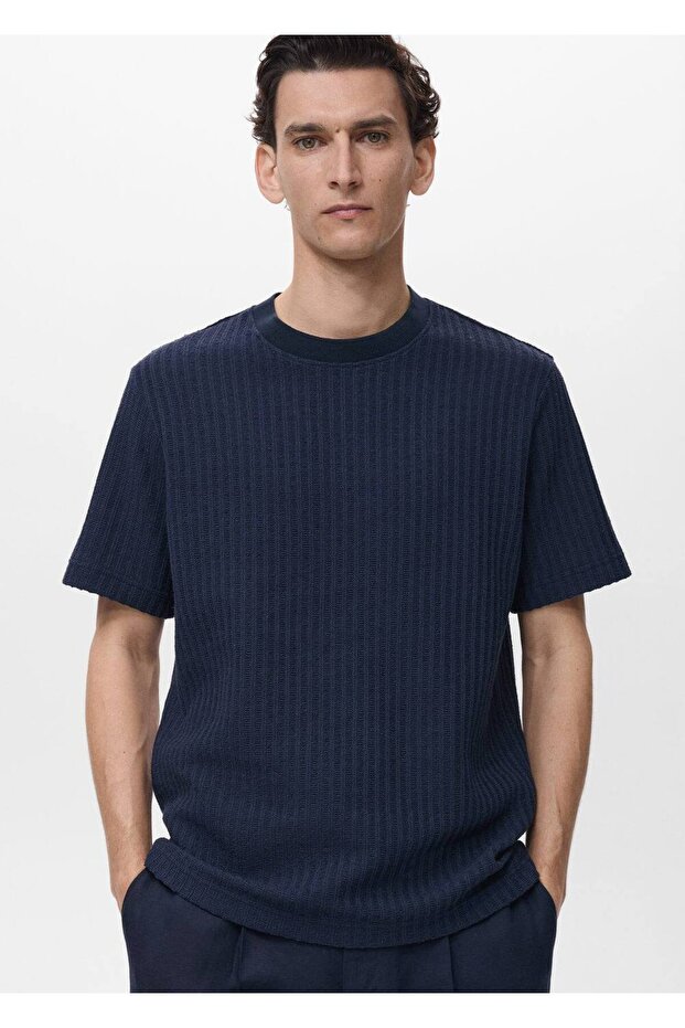 Çizgili jarse tişört - 1