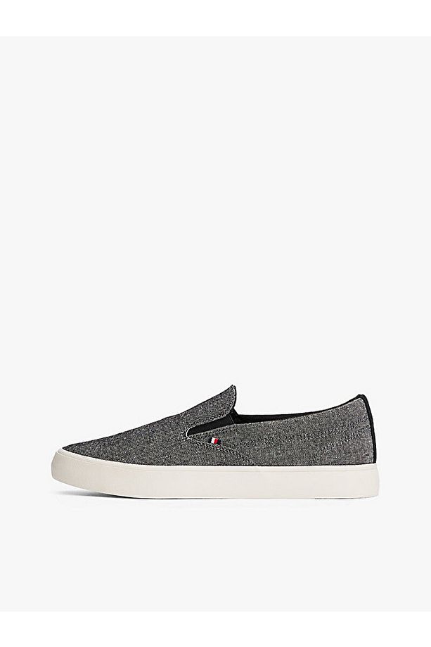 Linen Chambray Slip-On Canvas Trainers - 7