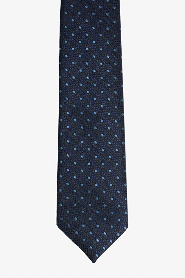 Erkek Lacivert-Açık Mavi Desenli Kravat - 2