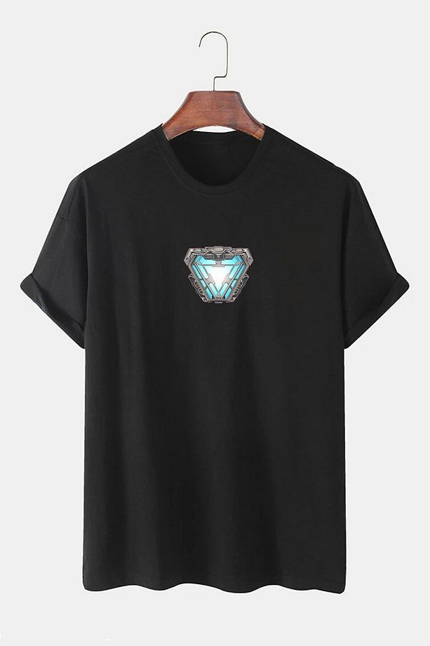 Tony Stark Iron Man Ark Reaktör Jarvis Tasarım Unisex %100 Pamuk Tişört - 1