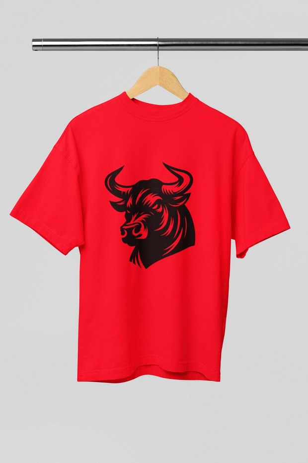 Women/Men 100% Cotton Bull Transfer Printed Round Neck Short Sleeve Tee