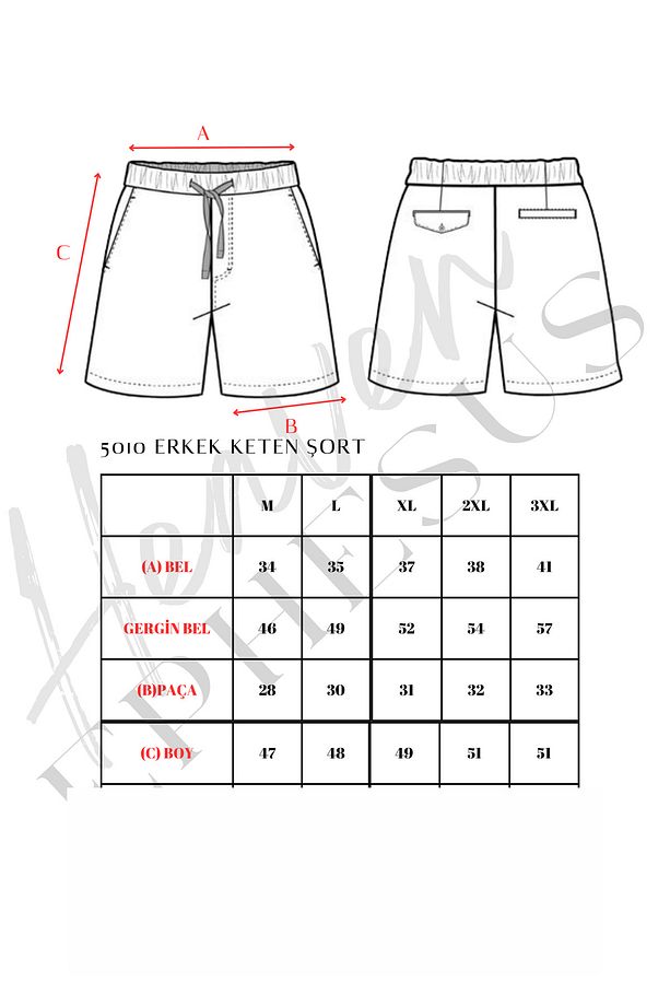 ERKEK KETEN BERMUDA ŞORT - 5010 - 6