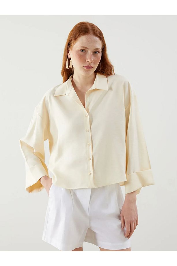 LCW Vision Sari Modal Karışımlı Oversize Kadın Gömlek - 1
