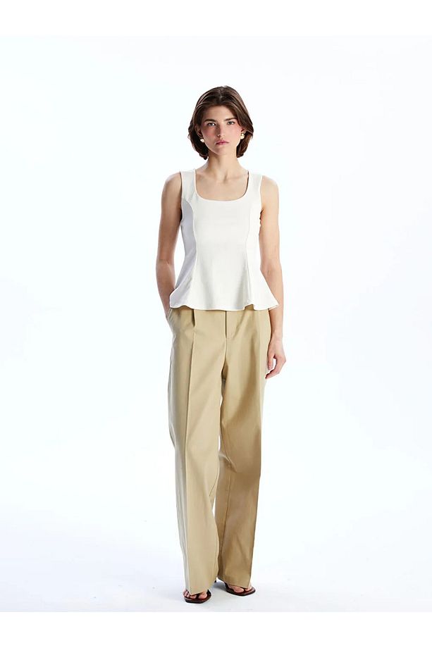 LCW Vision Ekru Kare Yaka Peplum Bluz - 2