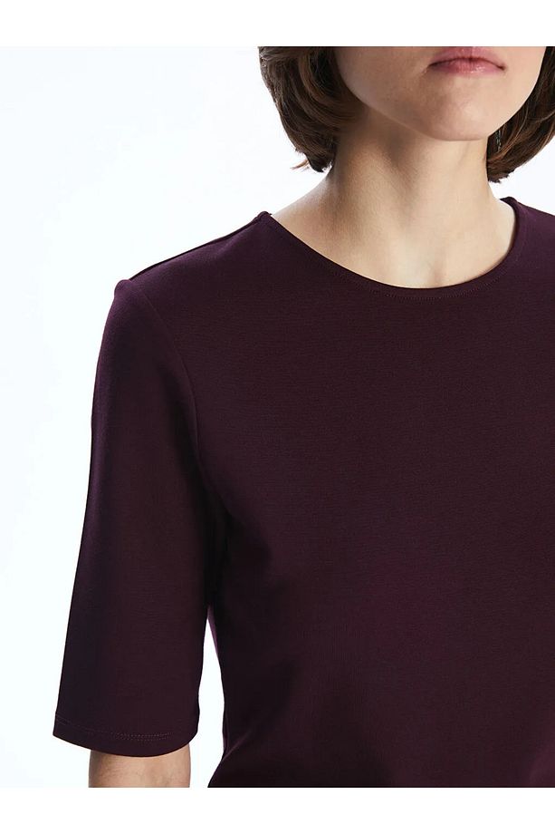 LCW Vision Bordo Bisiklet Yaka Peplum Bluz - 3
