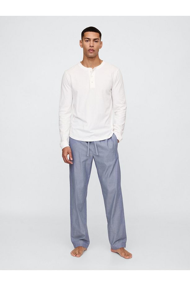 Erkek Açık Mavi Relaxed Poplin Pijama Altı - 1