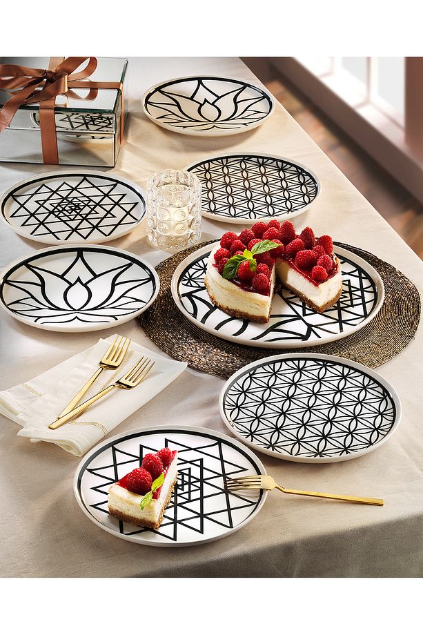 7 Parça Sriotus Stackable Pasta Sunum Tabağı Kahvaltı Seti. Özel Tabak Takımı. Servis Tabaklı - 1