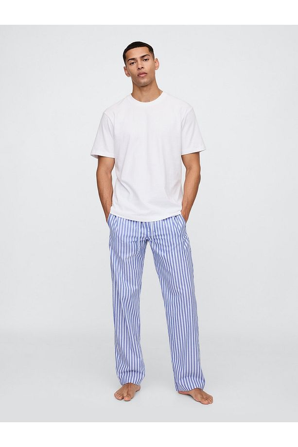 Erkek Mavi Relaxed Poplin Pijama Altı - 1
