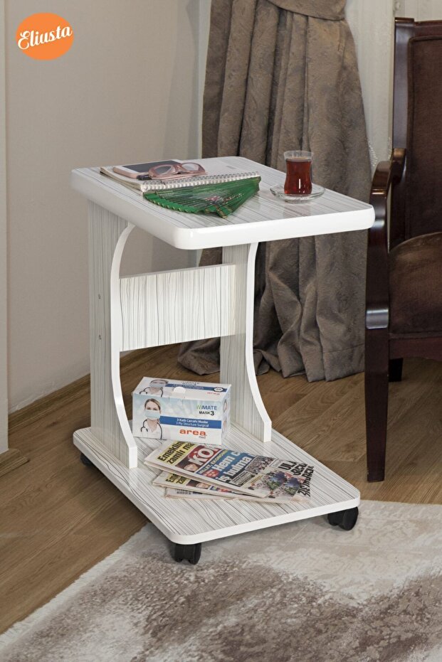 Tekerlekli  Mdf C Yan Sehpa - 6