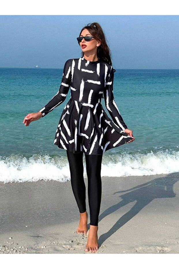 Semi-Covered Tights Hijab Swimsuit Brush