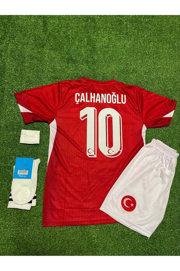 Türkiye Euro 2024 Hakan Çalhanoğlu Iç Saha Çocuk Forması 4'lü Set (RED) - 1