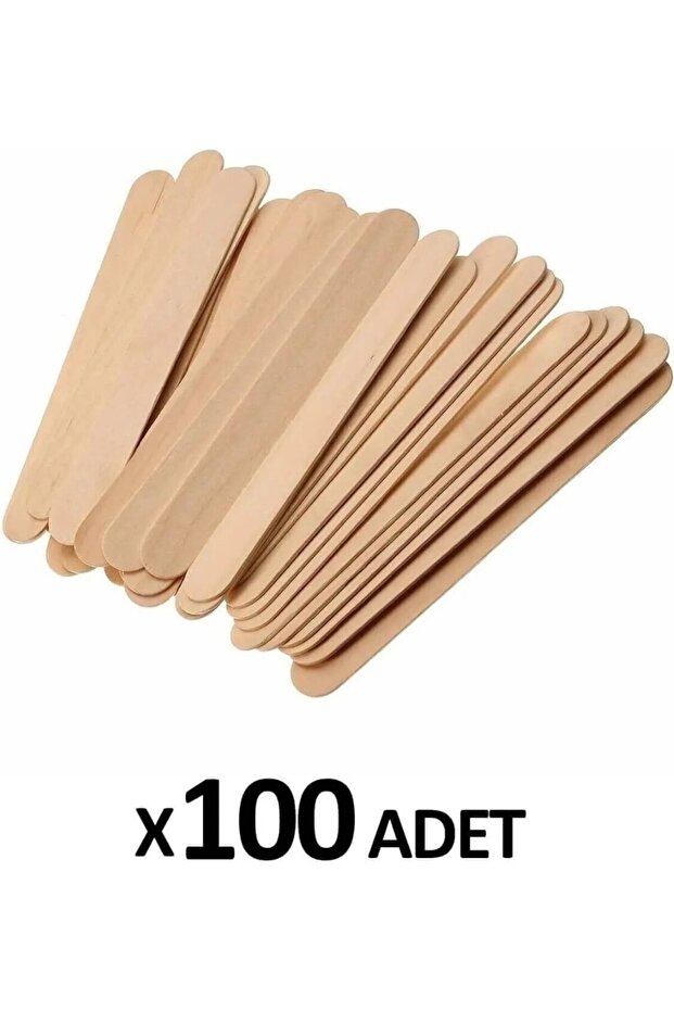 100 Adet Abeslang Dil Basma Çubuğu - Ahşap Ağda Spatulası , Tahta Spatula - 2