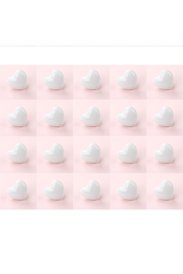 20 Heart White Handles (Furniture Handles)