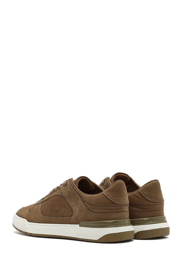 Erkek Bej Bağcıklı Nubuk Deri Sneaker 25SFD6114V3 - 5