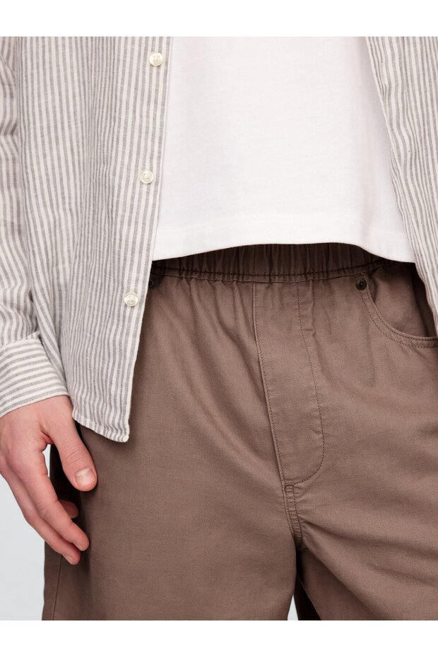 Erkek Kahverengi Keten Şort - 3