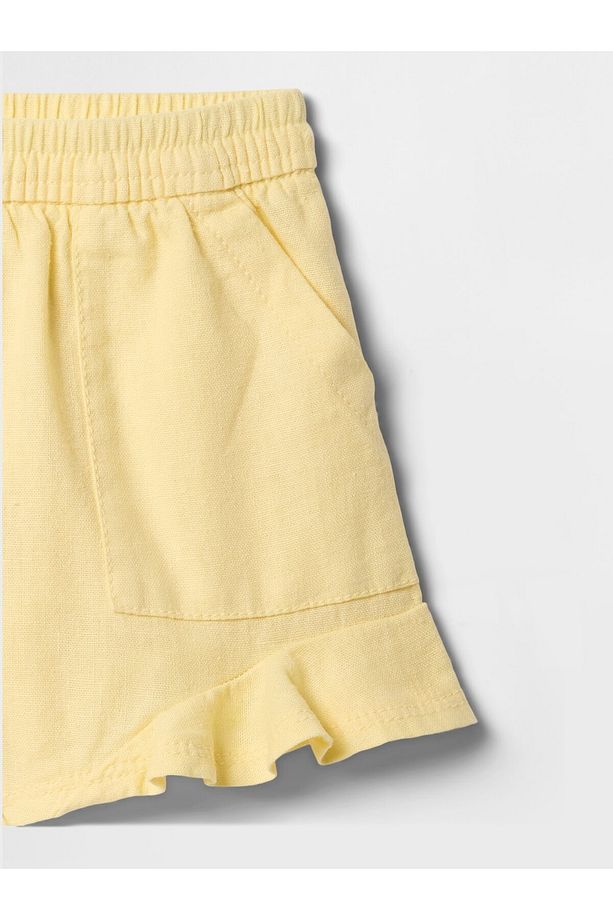 Kız Bebek Sarı Fırfırlı Pull-On Twill Şort - 2