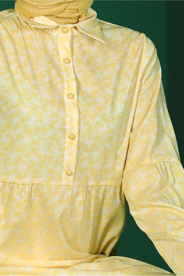 Çiçek Desenli Düğmeli Tunik 42876 - 4