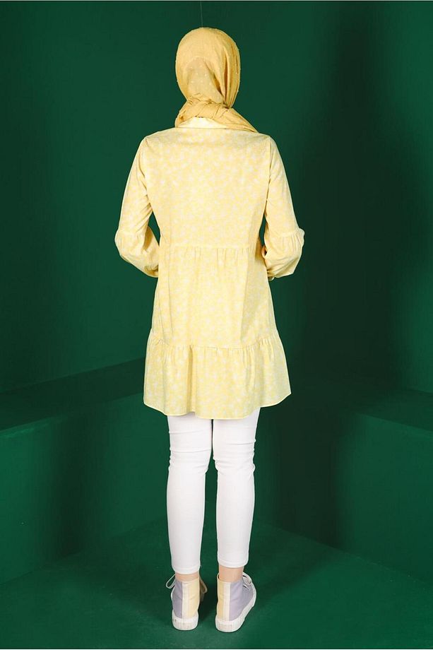 Çiçek Desenli Düğmeli Tunik 42876 - 3