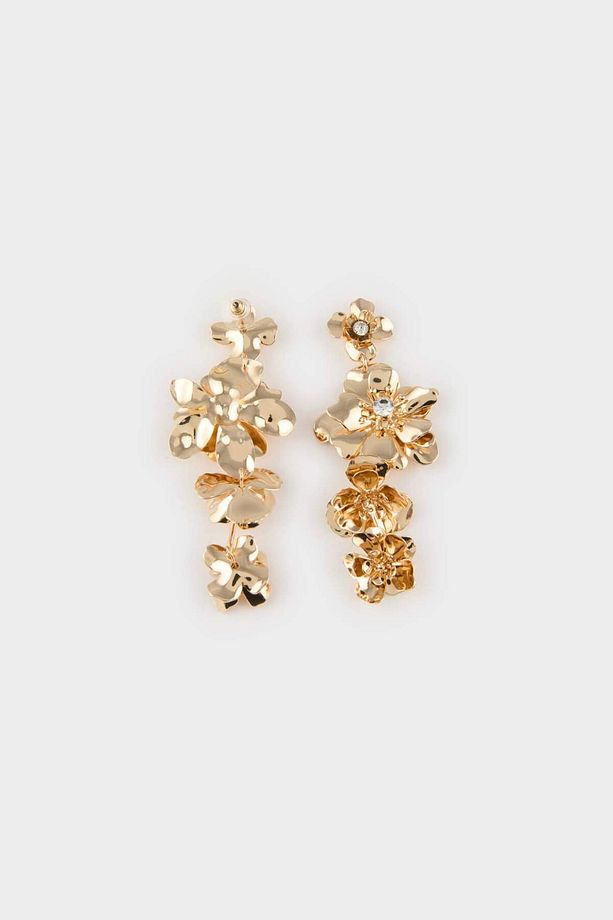 Kadın Çiçekli Gold Küpe E8045AXNS - 3