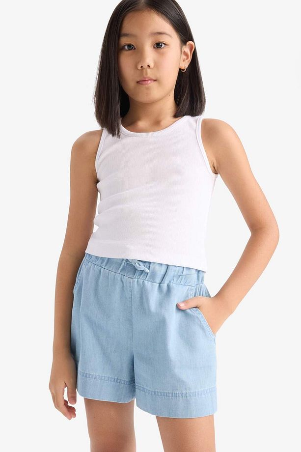 Kız Çocuk Beli Lastikli Jean Şort B6386a825sm - 4