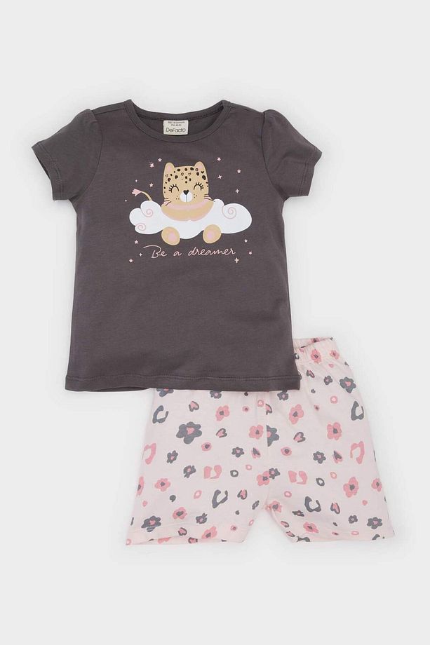 Kız Bebek Pijama Takımı Kısa Kollu Penye Üst Esnek Belli Şort E1549a525hs - 1