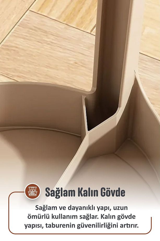 Kaymaz Ayaklı Dekoratif İç İçe Geçebilen Plastik Tabure Mutfak Bahçe Taburesi 6 Adet Mercan - 4