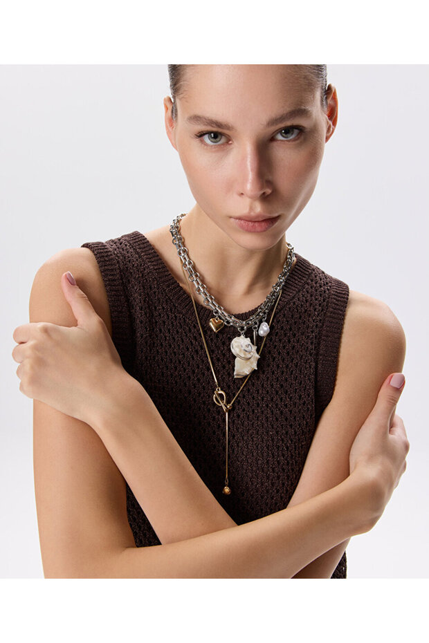 KARMA FİGÜRLÜ ÇİFT RENKLİ KOLYE - 2