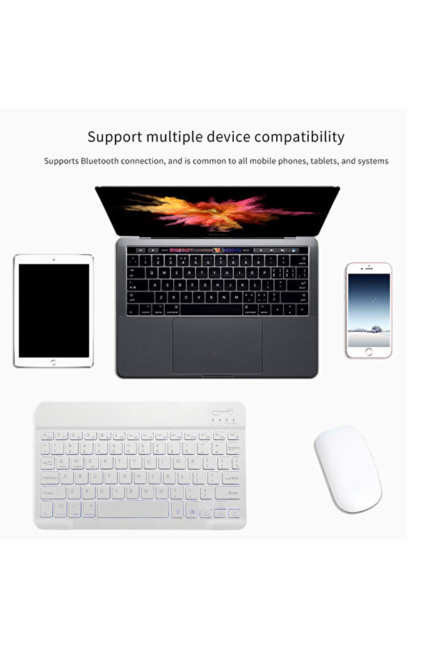 لوحة مفاتيح لاسلكية بلوتوث لأجهزة Mac/IOS وAndroid وWindows Tablet باللون الأبيض - 2