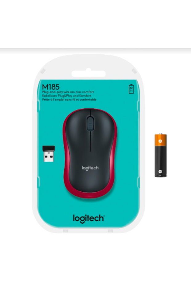 Mouse optic wireless Logitech M185, USB, 1000 DPI (Rosu) - 7