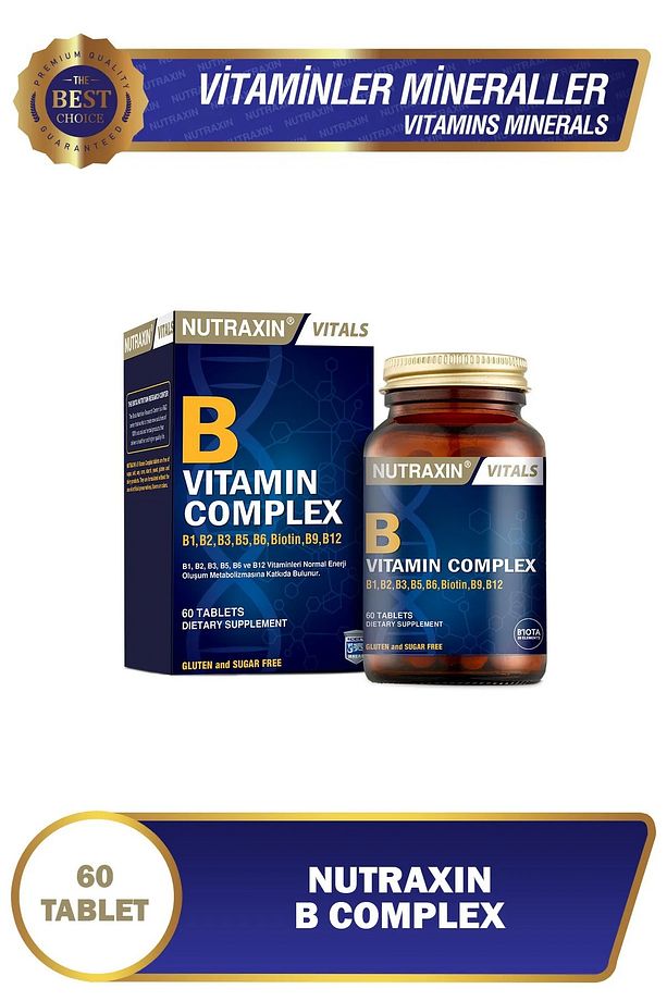 B Complex- (B1-B2-B3-B5-B6-B12) 60 Adet Vitamin Tablet - 1