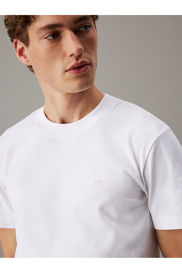 Erkek Beyaz Kısa Kollu Tişört - 3