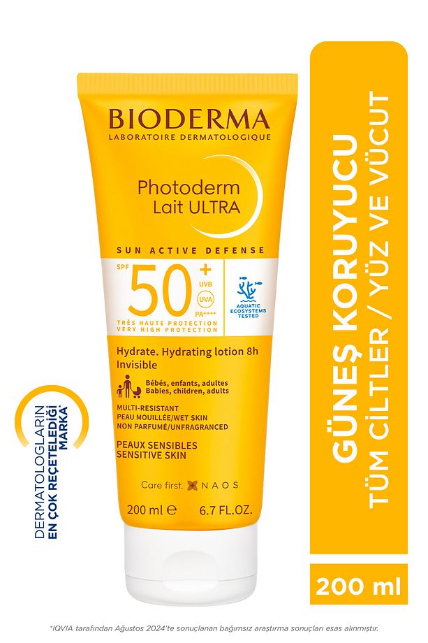 Photoderm Lait Ultra SPF50+ Tüm Ciltler için Yüksek Koruma Süt Formda Yüz, Vücut Güneş Kremi 200 ml - 1