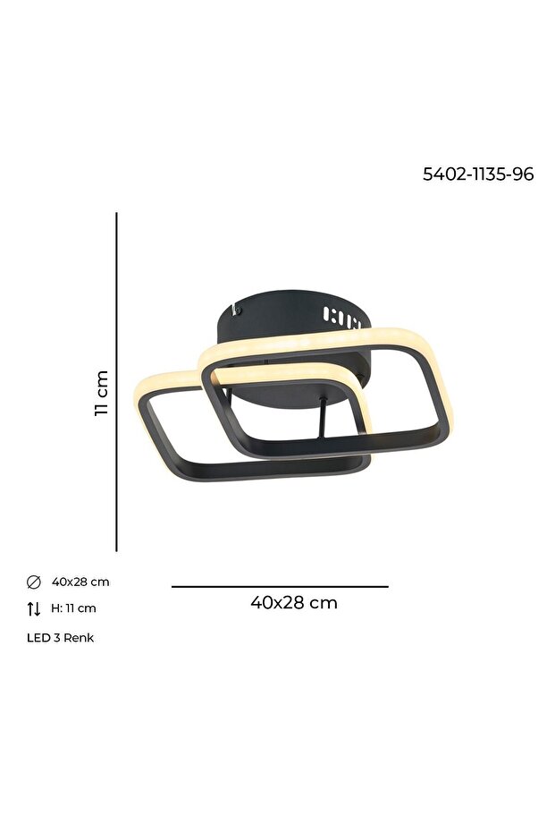 Baklava 2li Plafonyer Antrasit - 2