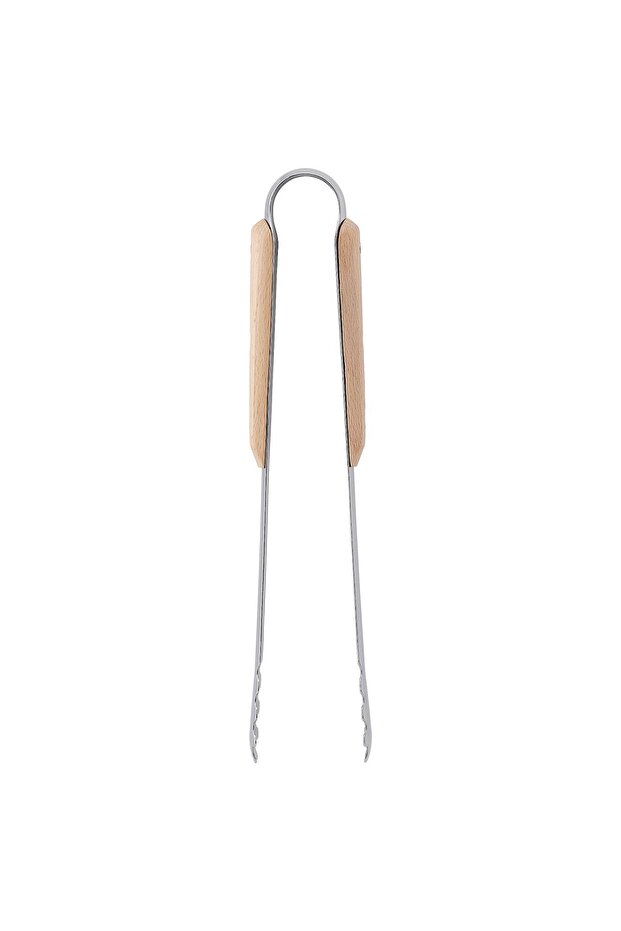 VARDAGEN Cooking tweezers, stainless steel/beech, 30 cm