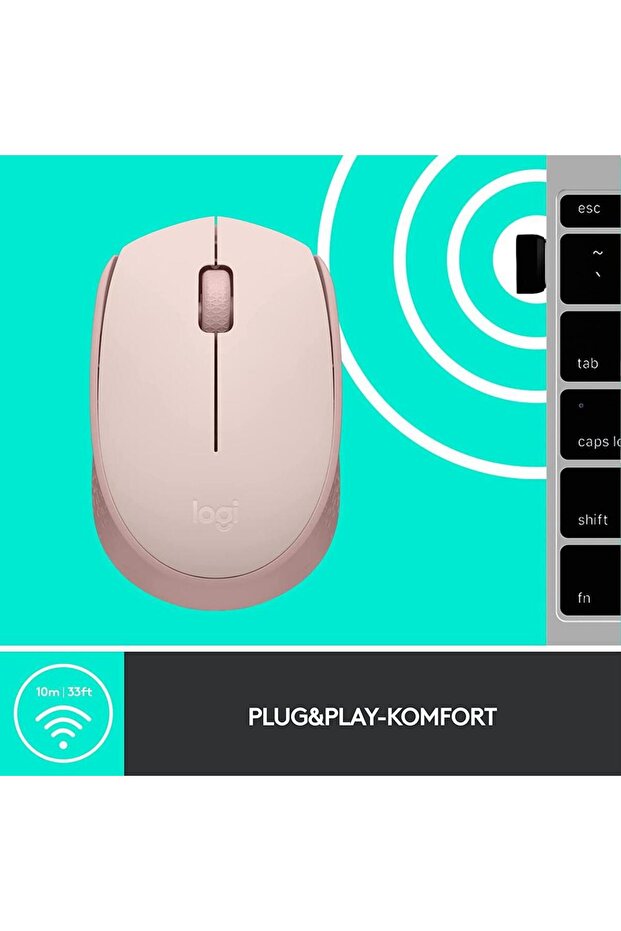 Mouse wireless Logitech M171, USB, 1000 DPI (Roz) - 2